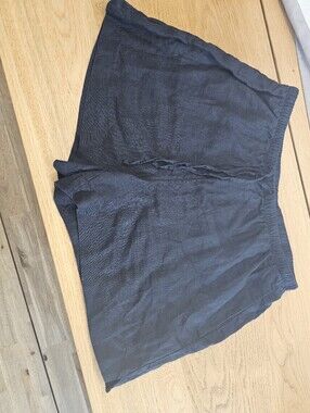 H&M Black Relaxed Linen-Blend Shorts